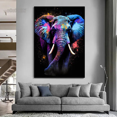 Vibrant Abstract Elephant Canvas Wall Art - InspiredGrabs.com